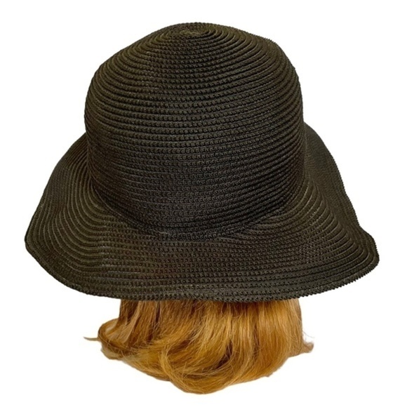 Eugenia Kim Vintage Black Woven Wide-Brim Sun Hat - Picture 3 of 10